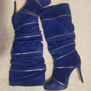 Colin Stuart Blue Suede leather  Boots, w/ Zippers Size 11